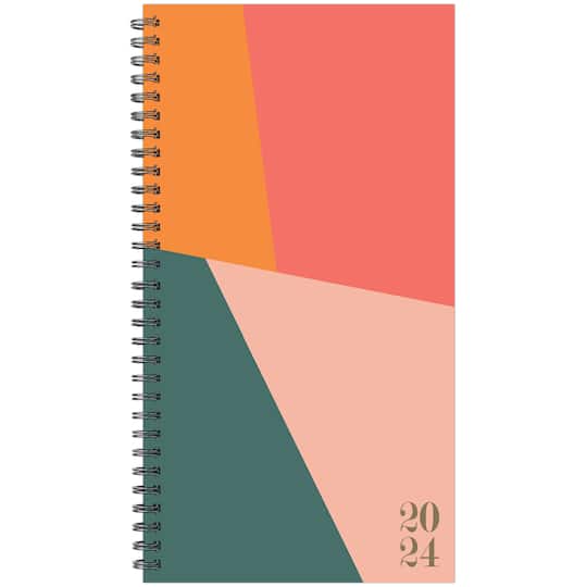 2024 3.5&#x22; x 6.5&#x22; Color Block Softcover Spiral Planner